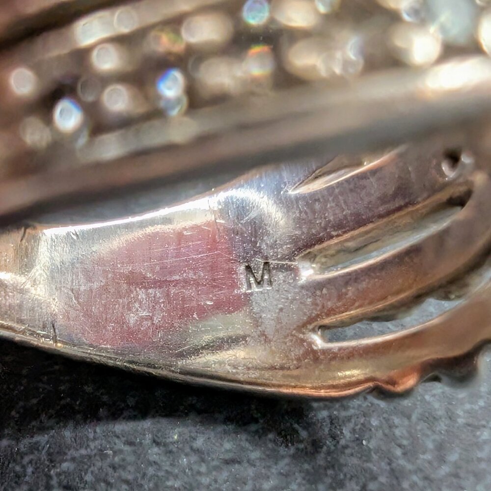 David Yurman 925 Silver Diamond Double Row Crossover Ring Size 5.5-6 - Picture 7 of 8